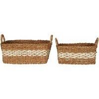 Interiors By Ph Rectangular Seagrass Baskets, Natural / White, Set Of 2