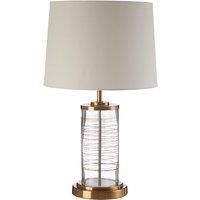 Premier Housewares Zella Table Lamp in Gold Finish with White Linen Shade