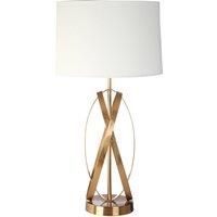 Premier Housewares Zaina Table Lamp in White/Gold Finish & Linen Shade, Gold