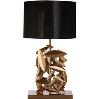Premier Housewares Zilla Table Lamp in Gold Finish with Black Linen Shade, Gold