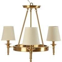 Premier Housewares Zina Ceiling Light in Gold with 3 Linen Shades