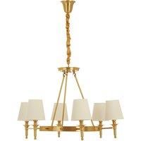 Premier Housewares Zina Ceiling Light in Gold with 6 Linen Shades