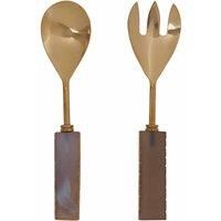 Fifty Five South Grey / Gold Serving Set, Set Of 2, Grey Agate / Gold Finish