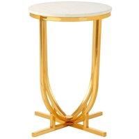 Orsina Curved Base Side Table, Decorative Settee Side Table, Sturdy Gold Finish Bedside Table, Metallic Small Table