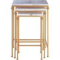 Orsina Elegant Design Set Of 3 Square Side Tables, Stylish Side Tables For Livingroom, Functional Bedside Table in Gold