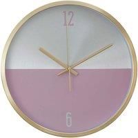 Premier Housewares Wall Clock Silver / Pink Finish Gold Frame Clocks For Living Room / Bedroom / Contemporary Style Round Shaped Design Metal Clocks 4 x 30 x 30