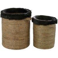 Interiors By Premier Bora Set Of 2 Seagrass Baskets With Faux Fur Trim