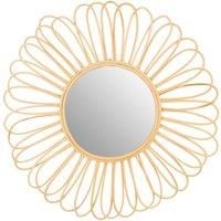 Interiors By Premier Round Wall Mirror - Petal Design Natural Rattan