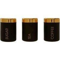 Premier Housewares 0507144 Liberty Tea Coffee Sugar Canisters, Set of 3, Enamel, Black