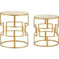 Premier Housewares Set Of Two Gold Metal Round Side Tables, Gold