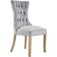 Orsina Black Buttoned Dining Chair, Button Tufted Accent Chair, Upholstered Seat With Wooden Legs, Decorative Chair in Grey
