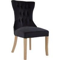 Orsina Black Buttoned Dining Chair, Button Tufted Accent Chair, Upholstered Seat With Wooden Legs, Decorative Chair