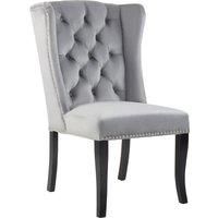 Orsina Buttoned Velvet Dining Chairs, Velvet Upholstered Chair with Wooden Legs, Accent Chair for Living Room in Grey