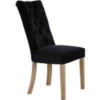 Orsina Linen Dining Chair with Wooden Legs in Black