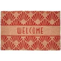 Wadiga Doormat Coconut Fibre with Art Deco Welcome Design 60 x 40 cm Pink