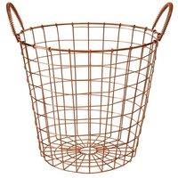 Premier Vertex Copper Finish Round Wire Storage Basket Home & Office Decorative