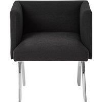 Orsina Luxurious Black Dining Chair with Silver Legs, Livingroom Armchair, Outdoor Patio Chair, Ideal As Kitchen Chair