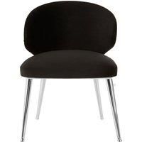 Orsina Black Velvet Dining Chair, Accent Dining Chair for Living Room, Upholstered Velvet Chair with Curved Back