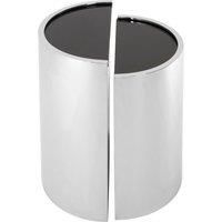 Orsina Set of 2 End Tables With Black Glass Tops, Silver Semi-Circular Settee Tables, Bedside Tables, Small Tables