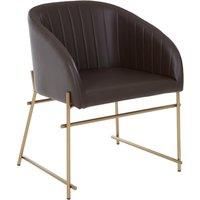 Brown Faux Leather Armchair, Modern Dining Chair, Luxe Dining Room Accent Chair, Comfortable Dining Chair