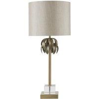 Interiors By Premier Table Lamp - Antique Brass Finish/Light Grey Shade