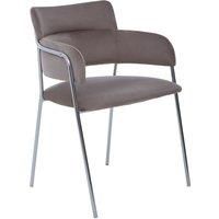 Orsina Tamzin Velvet Dining Chair With Chrome Finish in Brown