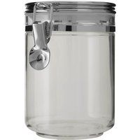 Gozo Medium Silver Clear Glass Kitchen Food Storage Airtight Round Canister Jar
