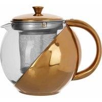 Premier Housewares Gold Finish Glass Teapot with Infuser