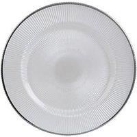Premier Housewares Set Of 2 Embossed White Glass Charger Plates