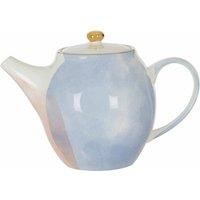 Premier Housewares Tea Pot Stoneware Teapot Large Pastel Large Teapot with Lid Ceramic Teapot with Gold Knob Teapots 15 x 23 x 13