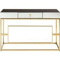Orsina Vintage Design Console Table, Spacious Lounge Table With Black Mirrored Top, Reflective Gold Finish Table