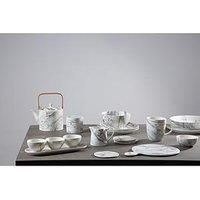 Premier Housewares Fruit Bowls Porcelain Salad Bowl Porcelain Salad Bowl & Servers White and Grey Marble Large Salad Bowls with Metallic Detail Large Bowls 16 x 7 x 16