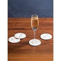 Premier Housewares Marble Luxe Coasters, Gold Finish Detail, Set Of 4