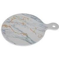 Premier Housewares Marble Luxe Cheese Paddle / Round Serving Paddle Board with Marble Pattern and Matte Finish Non Stick Properties Gold Finish Detail Boards 20 x 1 x 27
