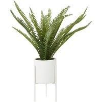Premier Housewares Fiori Fern White Cement Iron Pot Faux Plant Flower Home Decor