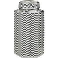 Interiors By Ph Small Ceramic Jar Black And White Wave Design