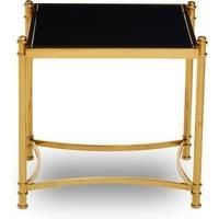 Orsina Modern Black & Gold Side Table, Stylish Gold Finished Stainless Steel Bedside Table, Elegant Black Topped Glass Table