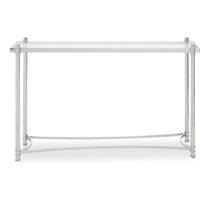Decent Silver Console Table with Clear Glass, Stylish Metallic Finished Decorative Table, Silver Table