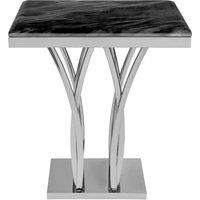 Orsina Stunning White Marble & Gold Side Table, Gold Polished Bedside Table, Square Shaped Table With Marble Top in Silver