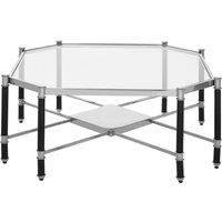 Orsina Striking Design Silver Metal & Side Table With Black Legs, Durable Modern Side Table For Livingroom