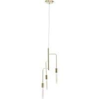 Premier Housewares 3 Bulb Gold Finish Pendant Light Contemporary Style Ceiling Light for Living Room Dining Room Bedroom and Hallway Modern Sleek Design 25 x 175 x 25