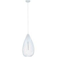 Premier Housewares Teardrop White Pendant Light Contemporary Style Ceiling Light for Living Room Dining Room Bedroom and Hallway White Finish Sleek Design 32 x 177 x 32