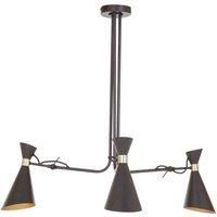 INTERIORS by Premier Linox Bent Arm 3 Pendant Ceiling Light - Black & Gold
