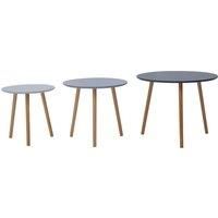 Durable Set of 3 Round Tables, Triangular Coffee Tables Set, Long Lasting Rounded Top Wood Table for Indoor