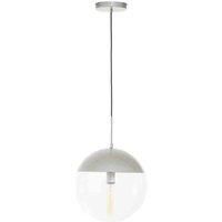 Premier Housewares Chrome Finish Pendant Light/ Clear Glass Ceiling Light/ Chandelier Lighting/ Minimal Ceiling Lights/ Shade Light/ Ceiling Lighting Dimensions W35 x D35 x H180cm.
