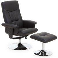 Interiors by PH Denton Black Leather Effect Reclining Chair And Footstool