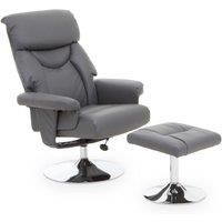 Interiors by PH Fusion Grey Leather Reclining Chair And Footstool