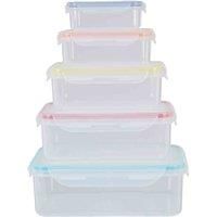Premier Housewares Rectangular Food Storage Containers with Lids, Set of 5, W26cm x D15cm x H10cm