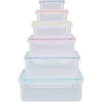 Premier Housewares Rectangular Food Storage Containers with Lids, Set of 6, W21cm x D28cm x H10cm