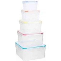 Premier Housewares Square Food Storage Containers with Lids, Set of 5, W21cm x D21cm x H12cm